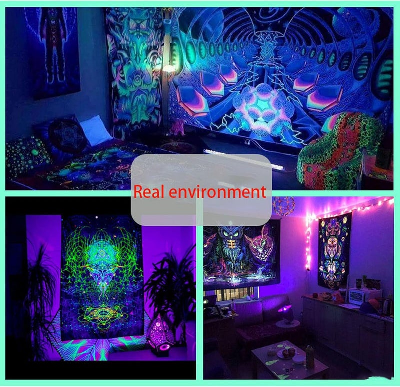 woobles Fluorescent Glowing Psychedelic Tapestry。 Fantasy Forest Tapestry UV Reactive Galaxy SpaceTapestry for Bedroom Living Room (13,37.4in x 28.7 in) 13 37.4in x 28.7 in - Image 2