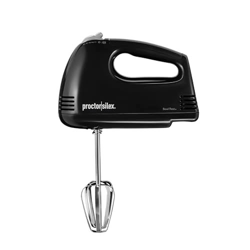 Proctor Silex Proctor Silex Easy Mix 5Speed Electric Hand Mixer with Bowl Rest Compact and Lightweight 100 Watts of Peak Power Black 62507PS 