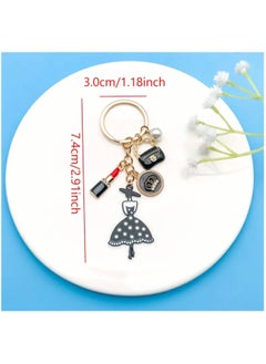 Just Quality 1pc Chic Dress-Shaped Keychain With Lipstick Retro Style Keyring, For Handbags & Backpacks, Ideal Gift For Fashion Lovers  - Image 3