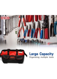 OSCO-TOOLS OSCO canvas tool bag with base and pockets, size 17  - Image 3
