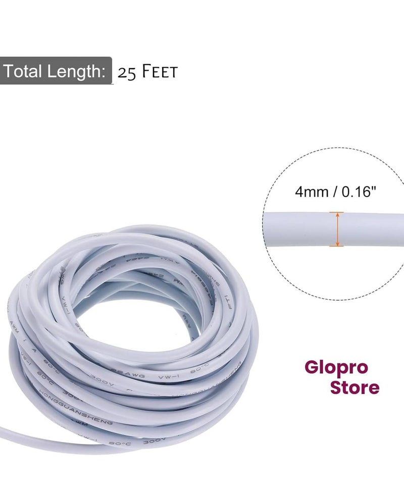 GloPRO كابل تمديد أبيض من النحاس بقطر 1 مم و 2 نواة PVC بطول 25 قدم 1100 فولت - Image 5