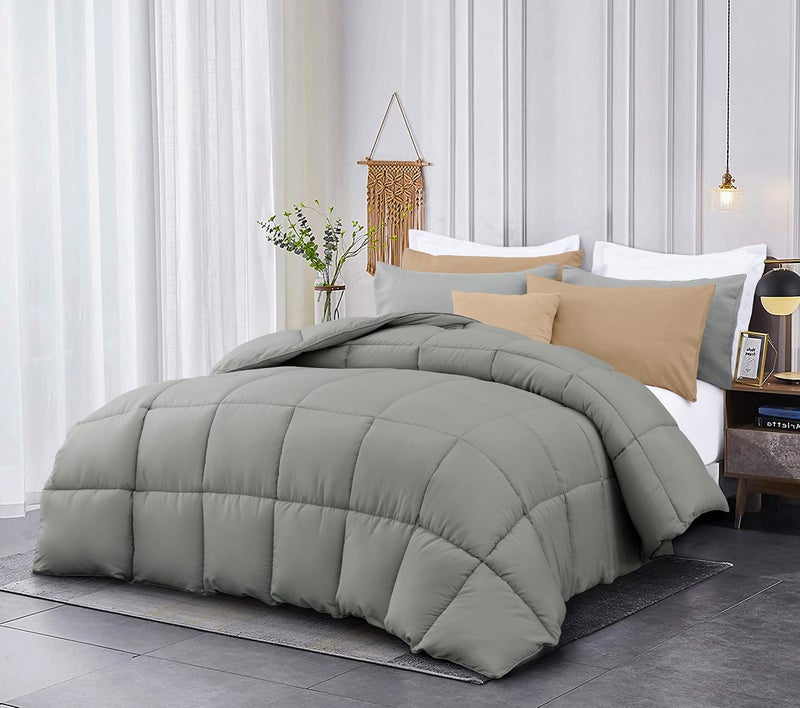 Kingsley trend Kingsley trend King Comforter Down Alternative Gray Comforter  Ultra Soft Quilted King Size Duvet All Season Box Stitch Duvet Insert with Corner Tabs King 104x92 