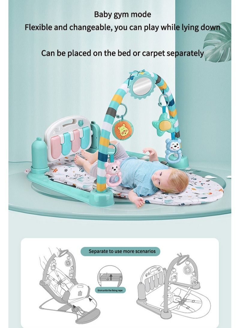 كيدل كرسي هزاز للأطفال 2 في 1 وصالة ألعاب رياضية - كرسي مهد للأطفال قابل للتعديل مع 5 ألعاب معلقة للتنمية الحسية، كرسي استرخاء قابل للطي للأطفال للعب والقيلولة، محمول وموفر للمساحة. - Image 3