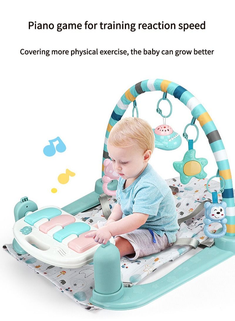 كيدل كرسي هزاز للأطفال 2 في 1 وصالة ألعاب رياضية - كرسي مهد للأطفال قابل للتعديل مع 5 ألعاب معلقة للتنمية الحسية، كرسي استرخاء قابل للطي للأطفال للعب والقيلولة، محمول وموفر للمساحة. - Image 2