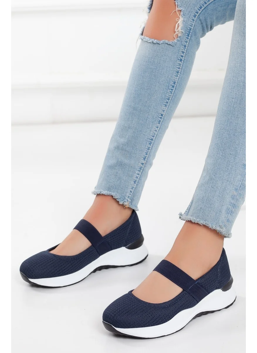 Dilimler Ayakkabı Slices Shoes Bandana Detailed Navy Blue Anorak Women's Sports Shoes