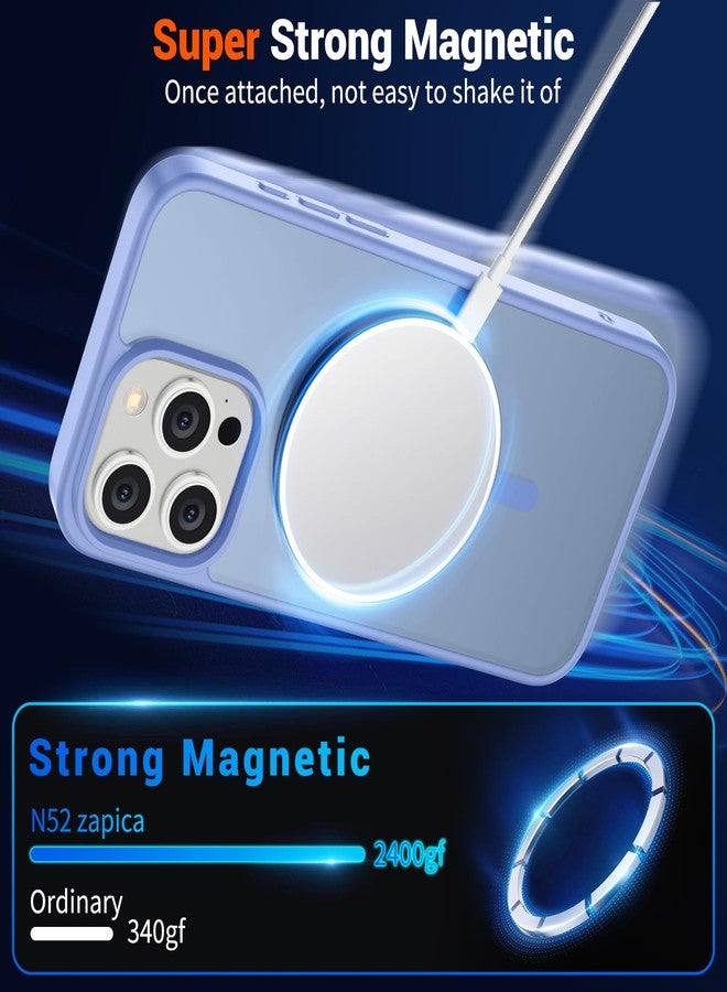 استلق جراب SUPFINE المغناطيسي لهاتف iPhone 15 Pro Max (متوافق مع MagSafe) (حماية من السقوط بمعايير عسكرية) غطاء هاتف شفاف غير لامع مقاوم للصدمات، أزرق بنفسجي - Image 5
