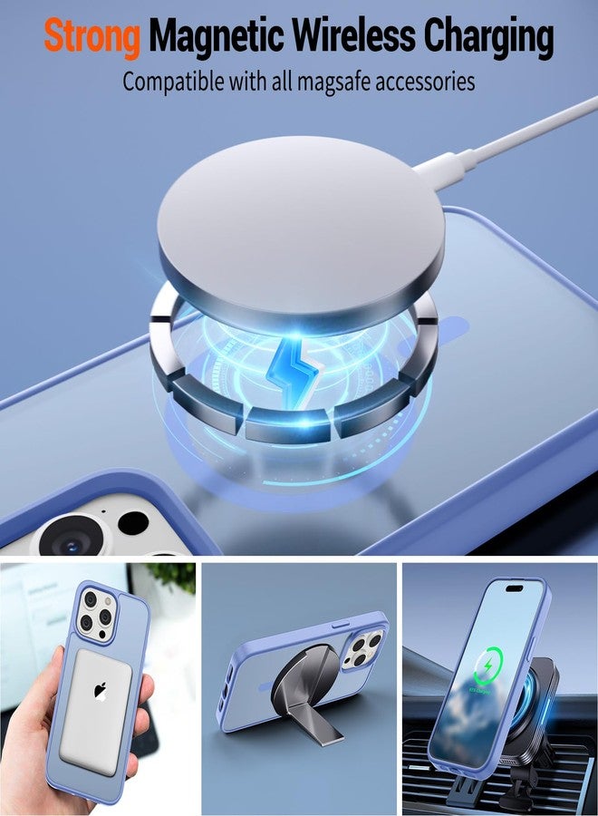 استلق جراب SUPFINE المغناطيسي لهاتف iPhone 15 Pro Max (متوافق مع MagSafe) (حماية من السقوط بمعايير عسكرية) غطاء هاتف شفاف غير لامع مقاوم للصدمات، أزرق بنفسجي - Image 3