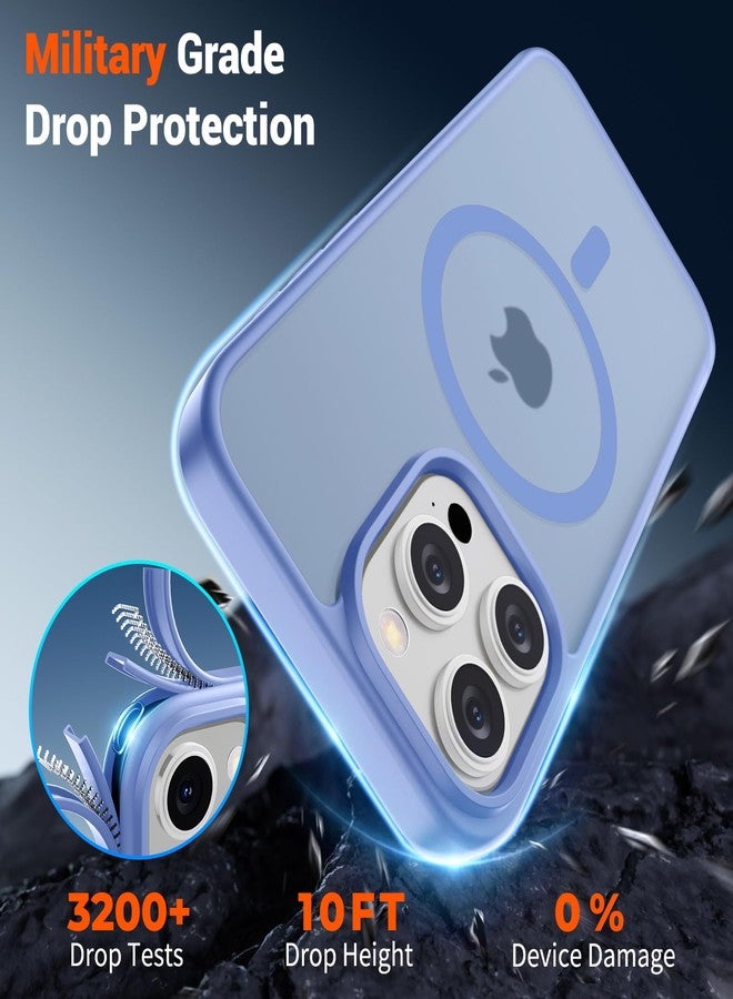 استلق جراب SUPFINE المغناطيسي لهاتف iPhone 15 Pro Max (متوافق مع MagSafe) (حماية من السقوط بمعايير عسكرية) غطاء هاتف شفاف غير لامع مقاوم للصدمات، أزرق بنفسجي - Image 4