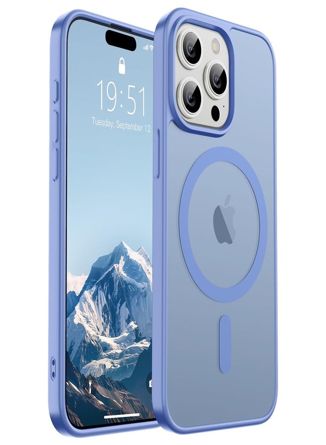 استلق جراب SUPFINE المغناطيسي لهاتف iPhone 15 Pro Max (متوافق مع MagSafe) (حماية من السقوط بمعايير عسكرية) غطاء هاتف شفاف غير لامع مقاوم للصدمات، أزرق بنفسجي - Image 1
