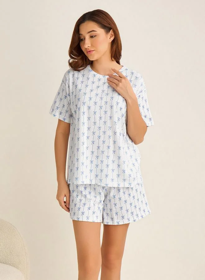 سبلاش فيڤ طقم بيجامة تي شيرت وشورت بطبعة فيونكة