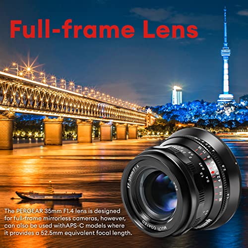 PERGEAR 35mm F1.4 Full-Frame Manual Focus Lens, Compatible with Sony E-Mount Cameras A7 A7II A7III A7R A7RII A7RIII A7RIV A7S A7SII A7SIII A9 A7C A6400 A6000 A6600 A6100 A6500 A6300 (Black) - Image 3