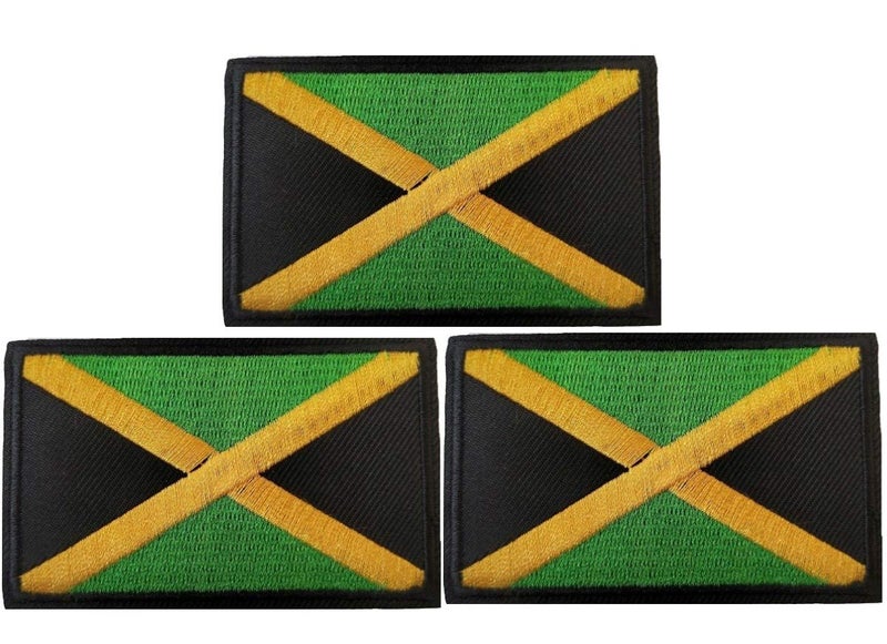 3Pack Jamaica Flag  Jamaican Flags Tactical Flag Embroidery Patch for Hats Tactical Bags Jackets Clothes Patch