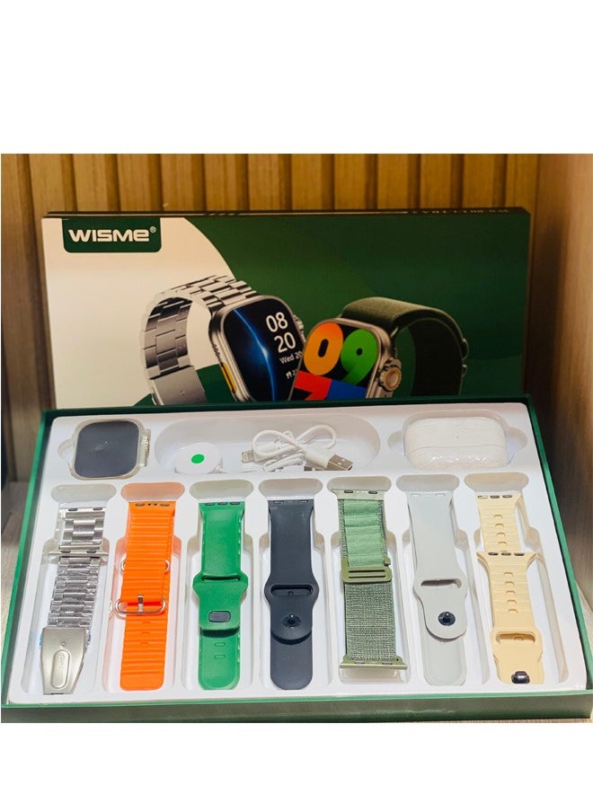 Wisme WS80 ULTRA 2 Full Display SMART WATCH 7pair Straps and Airpods