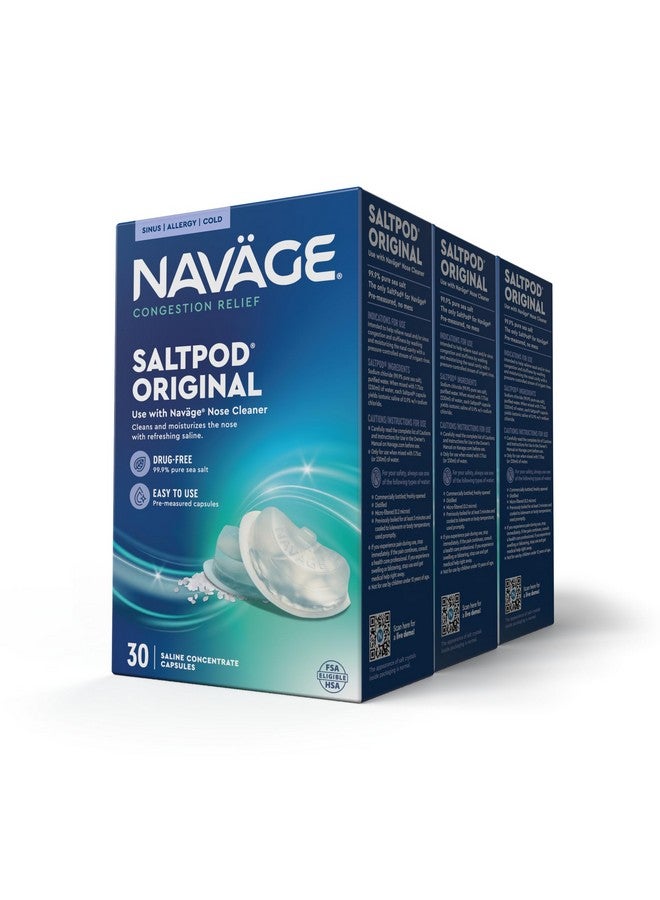 Navage SaltPod Bundle 3 30-Packs (90 SaltPods) - Navage Salt Pod Refills Only - Exclusively Designed for The Navage Nasal Irrigation System - Sinus Rinse and Saline Pods for Fast and Soothing Relief - Image 1