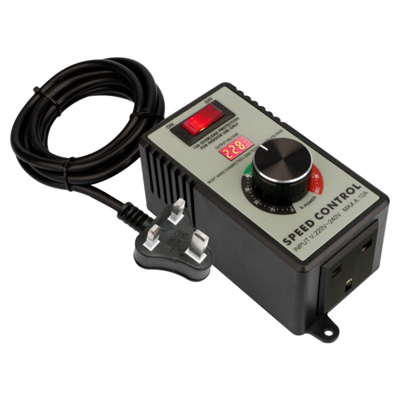 AC Motor Speed Controller: UK Plug, High Precision 1 Volt Control, Flame-Retardant ABS Shell - Overload Protection, Voltage Governor for Exhaust Fans, Angle Grinders, Electric Furnaces - Image 1
