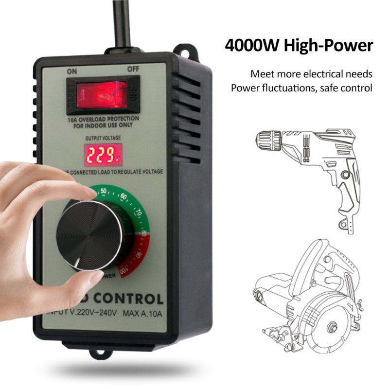 AC Motor Speed Controller: UK Plug, High Precision 1 Volt Control, Flame-Retardant ABS Shell - Overload Protection, Voltage Governor for Exhaust Fans, Angle Grinders, Electric Furnaces - Image 2