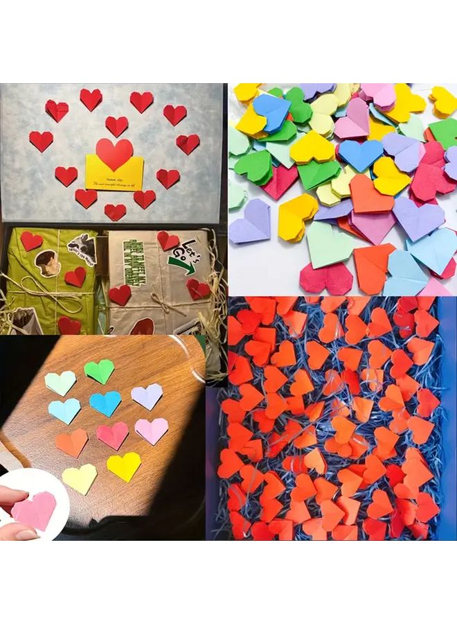 Small Colorful Handmade Origami Hearts Set Of 50 Pieces Baby Shower Birthday Wedding Graduation Gift Box Filler For Family Friends Loved Ones - Image 4