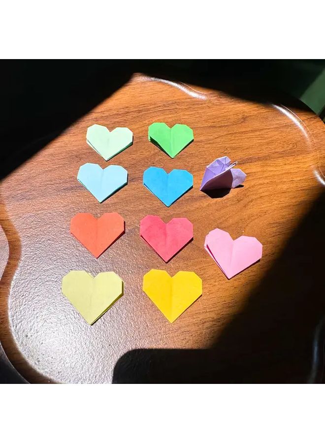 Small Colorful Handmade Origami Hearts Set Of 50 Pieces Baby Shower Birthday Wedding Graduation Gift Box Filler For Family Friends Loved Ones - Image 5