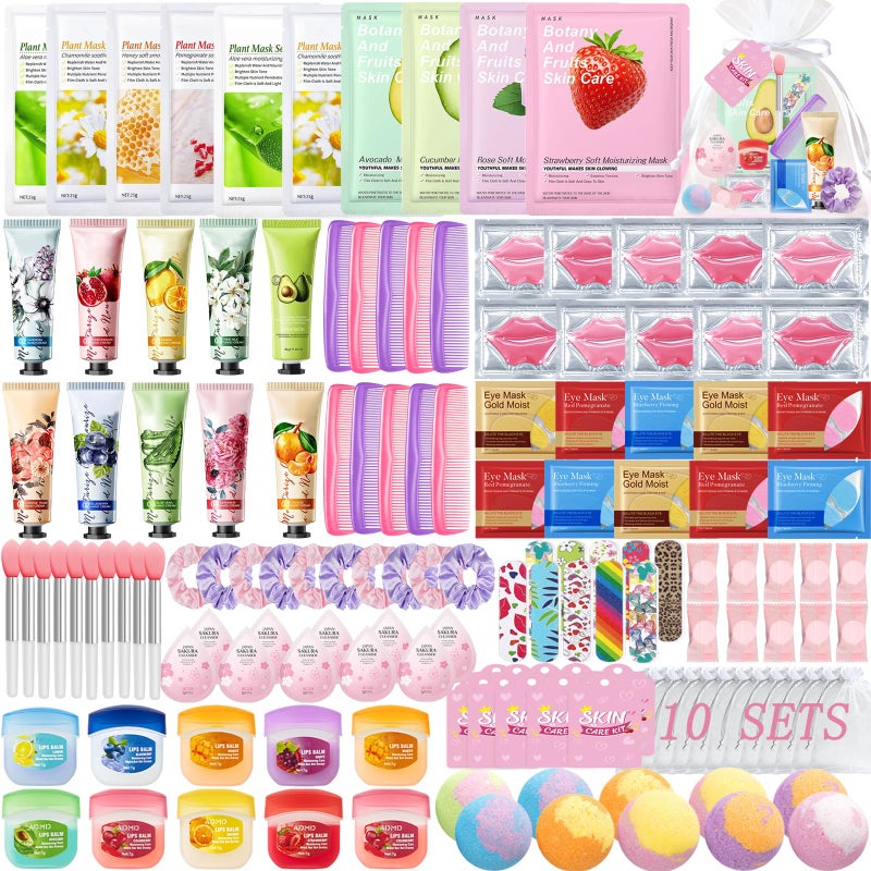 DANGSHAN 140 PCS Spa Party Supplies for Women, Sleepover Spa Party Favors Include Face Masks, Facial Cleanser, Hand Cream, Lip Balm, Under Eye Patches, Lip Mask, Foot Bath Bombs, Spa Birthday Party Supplies - Image 1