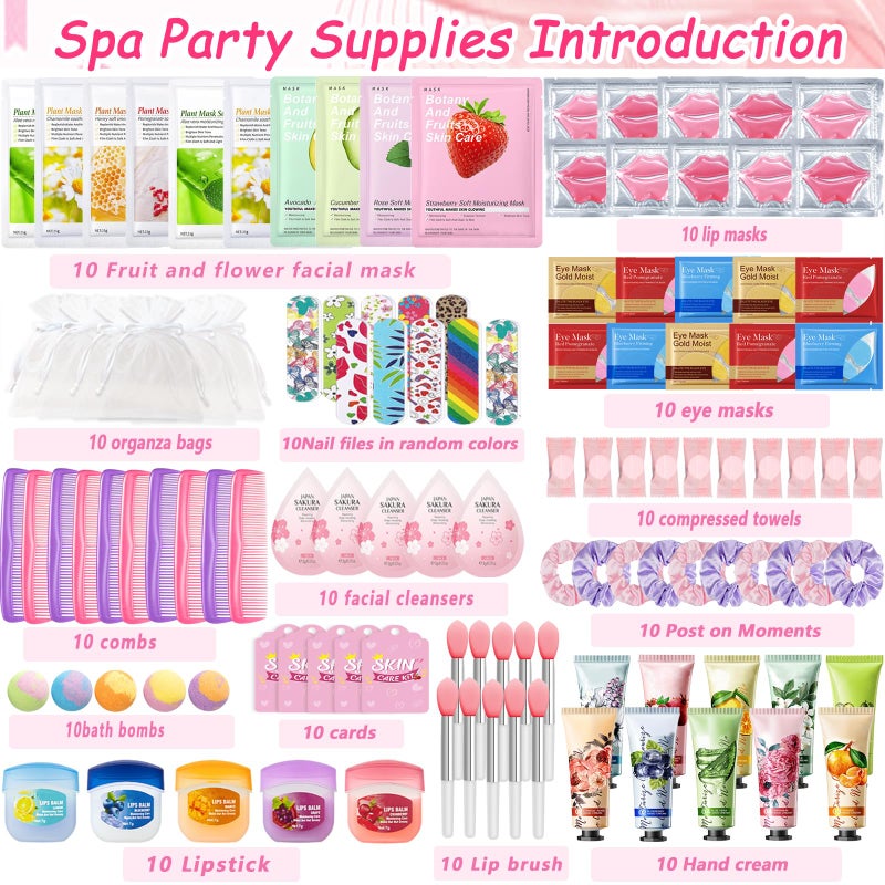 DANGSHAN 140 PCS Spa Party Supplies for Women, Sleepover Spa Party Favors Include Face Masks, Facial Cleanser, Hand Cream, Lip Balm, Under Eye Patches, Lip Mask, Foot Bath Bombs, Spa Birthday Party Supplies - Image 2