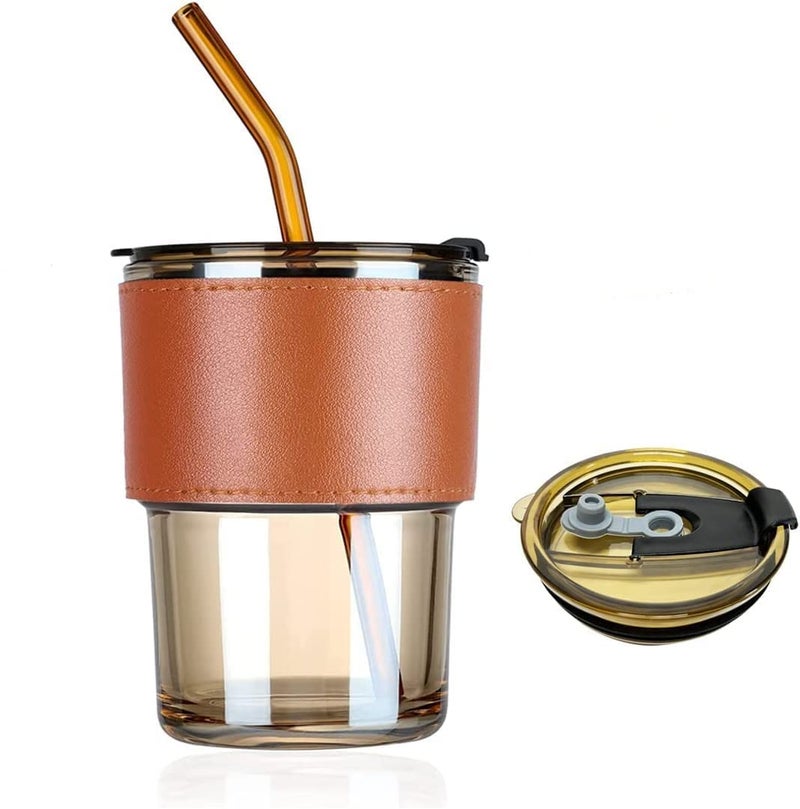 KRIVAZ Stainless Steel Insulated Tumbler with Lid Straw 100 Leakproof Double Wall Travel Mug with Handle Hot Cold Drink Sipper for Office Gym Outdoors 1200ml Vacuum Sealed Cup Brown - Image 1