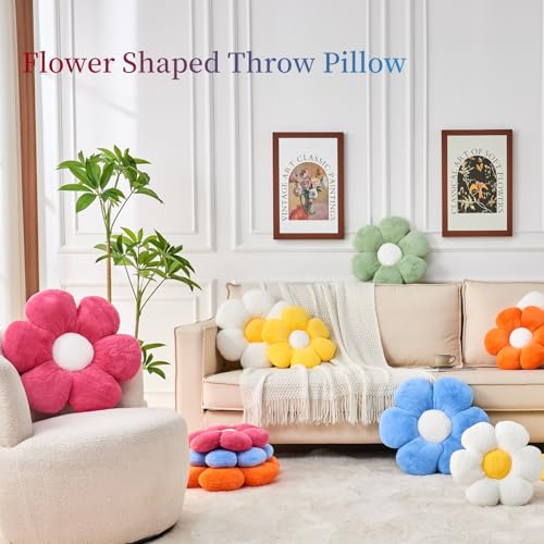 Vdoioe Pink Flower Pillow，Flower Shaped Throw Pillow 15.7In Daisy Pillow Cushion Cute Flower Seating Cushion Home Decorative Pillows for Sofa Couch Bed - Image 5