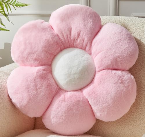 Vdoioe Pink Flower Pillow，Flower Shaped Throw Pillow 15.7In Daisy Pillow Cushion Cute Flower Seating Cushion Home Decorative Pillows for Sofa Couch Bed - Image 1