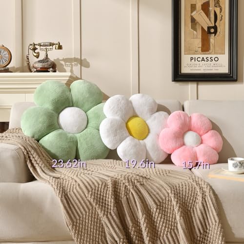 Vdoioe Pink Flower Pillow，Flower Shaped Throw Pillow 15.7In Daisy Pillow Cushion Cute Flower Seating Cushion Home Decorative Pillows for Sofa Couch Bed - Image 2