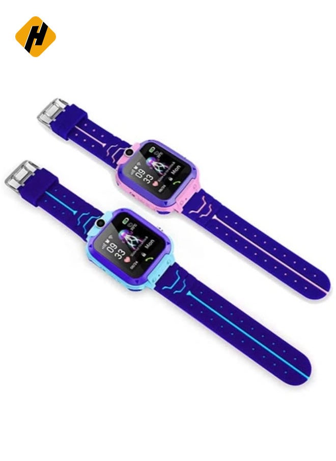 HuHa - Waterproof Touching Screen Intelligent Smart Watch With SOS Call Voice Chat Alarm Clock Compatible For Android and iOS Phone Blue - Image 1