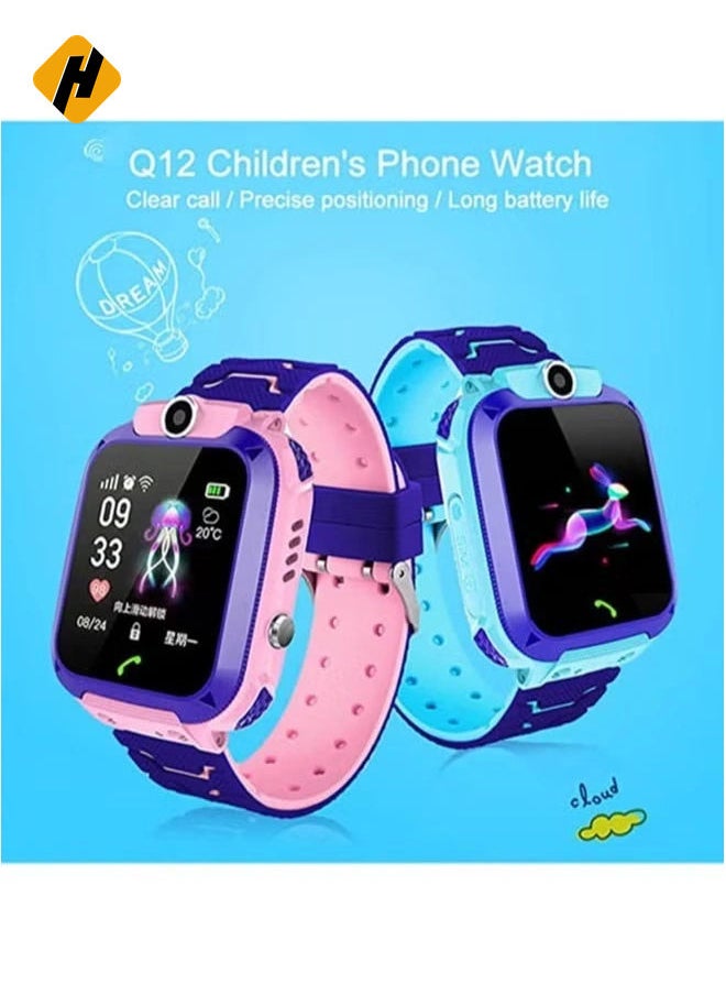 HuHa - Waterproof Touching Screen Intelligent Smart Watch With SOS Call Voice Chat Alarm Clock Compatible For Android and iOS Phone Blue - Image 1