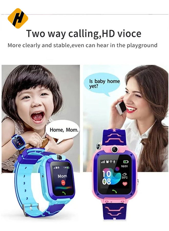 HuHa - Waterproof Touching Screen Intelligent Smart Watch With SOS Call Voice Chat Alarm Clock Compatible For Android and iOS Phone Blue - Image 1