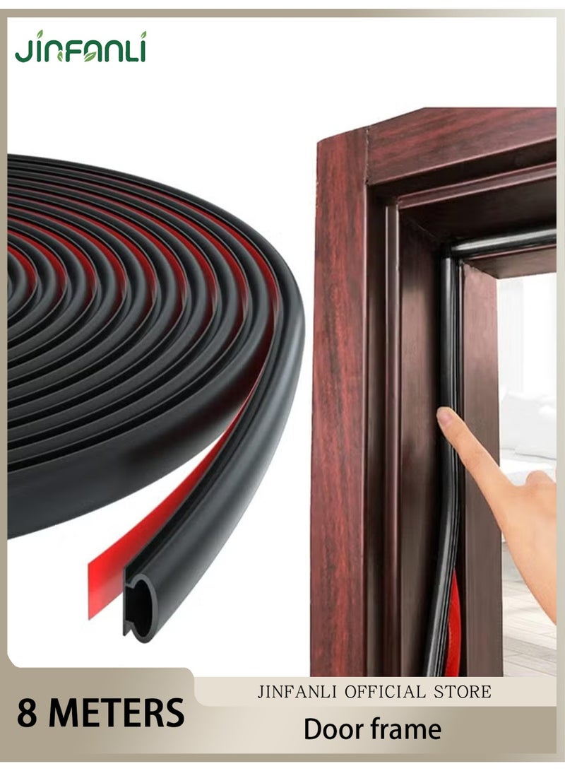 JINFANLI Door seal, door seal, self-adhesive rubber door insulation seal, for doors and windows sound insulation D shape, Room Dexoration，seal for door frame gap blocker - 8 meters - Image 1