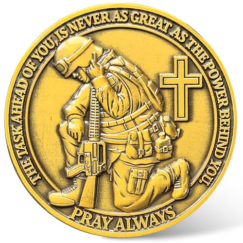 CYOUNG Military Prayer Challenge Coin Be Strong and Courageous Medallion with Biblical Inspiration - Image 1