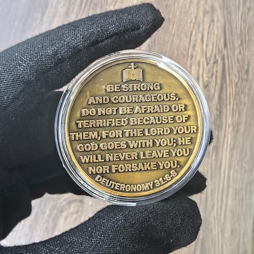 CYOUNG Military Prayer Challenge Coin Be Strong and Courageous Medallion with Biblical Inspiration - Image 5