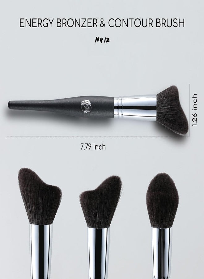 ENERGY Contour Brush Professional Makeup Brush for Foundation Blush Bronzer Contour and Setting Powder Blending Soft Dense Natural Goat Hair Curved Kabuki Brush M412 - Image 2