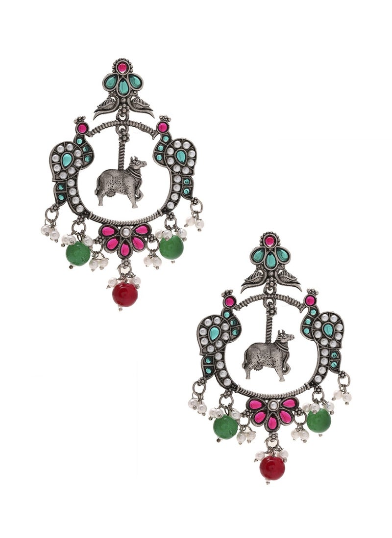 Priyaasi Oxidized Peacock Chandbalis  - Image 3