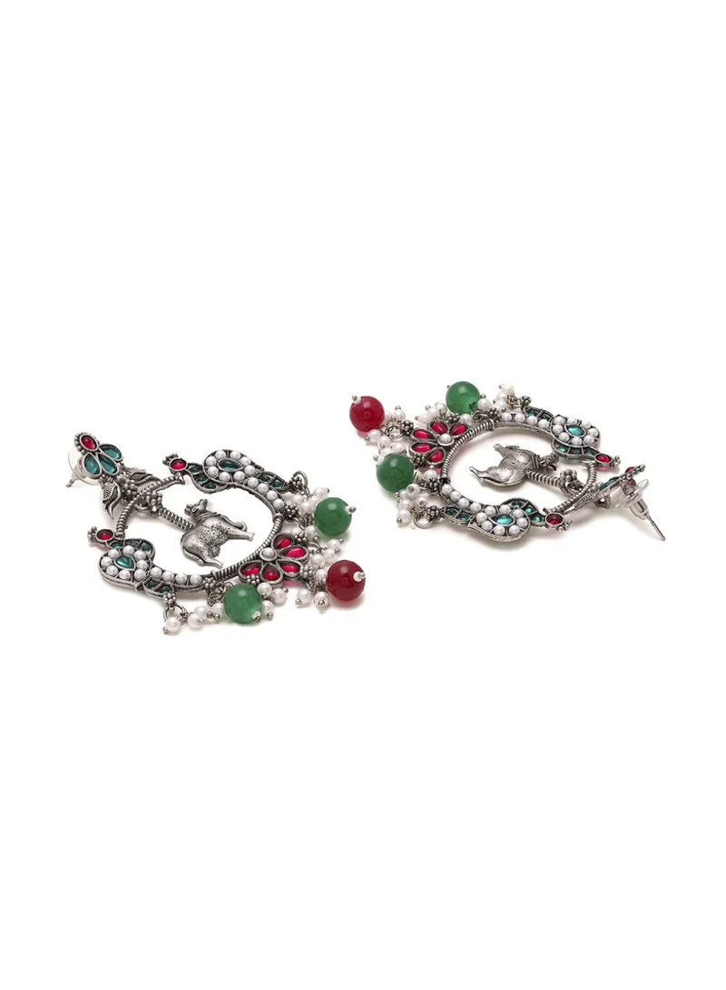 Priyaasi Oxidized Peacock Chandbalis