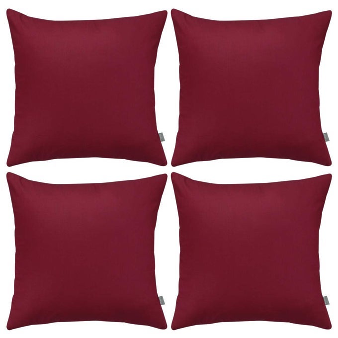 4PACK 100 COTTON COMFORTABLE SOLID DECORATIVE THROW PILLOW CASE SQUARE CUSHION COVER PILLOWCASE SUBLIMATION BLANK PILLOW COVERS DIY THROW PILLOWCASE FOR SOFA18X18 INCH 45X45CMWINE RED