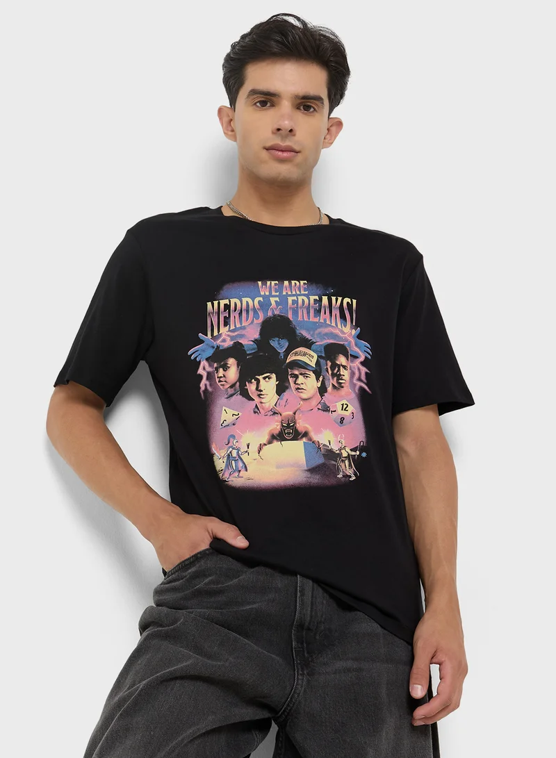 جاك اند جونز Stranger Things Crew neck T-Shirt