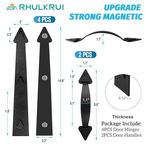 RHULKRUI Magnetic Garage Door HardwareGarage Door Magnetic Decorative Hardware 8 Hinges 4 Handles for Iron DoorEasy InstallDurable Waterproof Classics Style2 Pack - Image 3