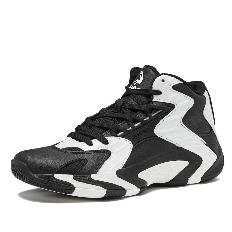 SHAQ Devastator 2.0 High Top Basketball Shoes for Men, Indoor or Outdoor Court Basketball Mens Sneakers - Black, White, Green or Blue Size 8 to 13 - Black/White, 9.5 Medium - Image 1