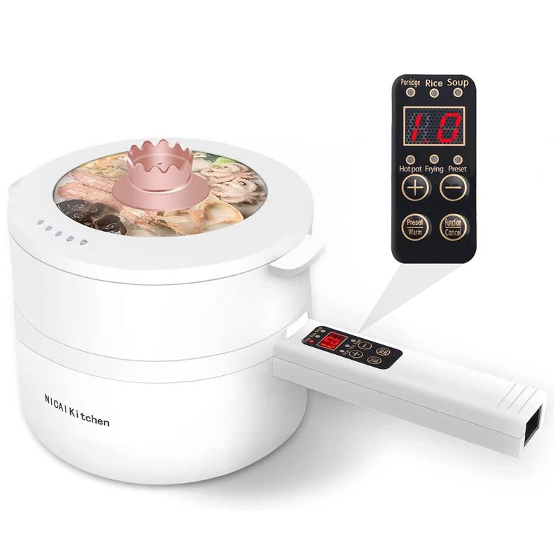 NICAI Kitchen NICAI Kitchen Electric Hot Pot18L Electric Cooker Steamer Multifunctional Nonstick PanSuitable For Ramen Steak EggRice Oatmeal Soup Smart Button Gold 