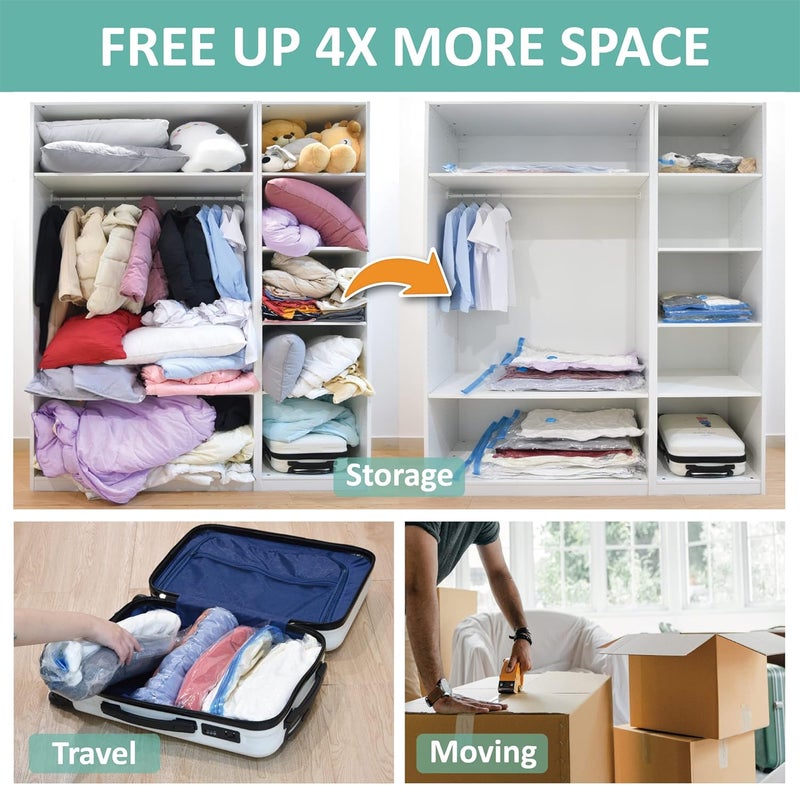 Cozy Essential Vacuum Storage Bags, Space Saver Bags，Compression for Comforters and Blankets, Pillow, Bedding, Sealer Clothes Storage，6 Combo - Image 3