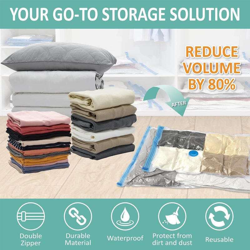 Cozy Essential Vacuum Storage Bags, Space Saver Bags，Compression for Comforters and Blankets, Pillow, Bedding, Sealer Clothes Storage，6 Combo - Image 2