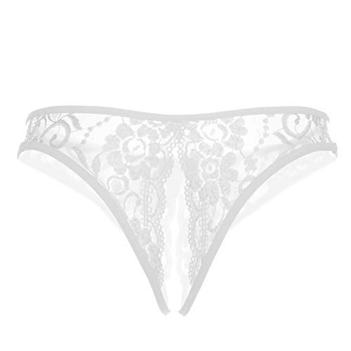SLITHICE Women Sexy Floral Lace Briefs with Cute Bow Center (US, Alpha, Large, Regular, Regular, White) - Image 3
