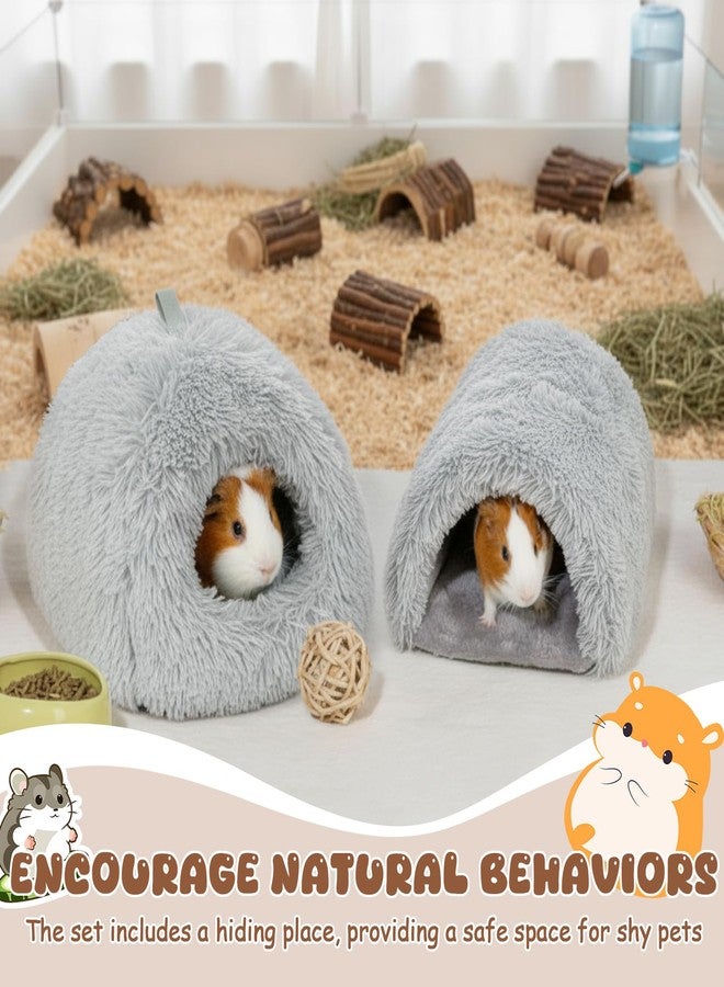 BrightRow 2 Pack Guinea Pig Hideout Bed with Tunnel, Large Soft Plush Cozy House, Washable Hideaway for Guinea Pigs and Small Animals(Style 1) - Image 4