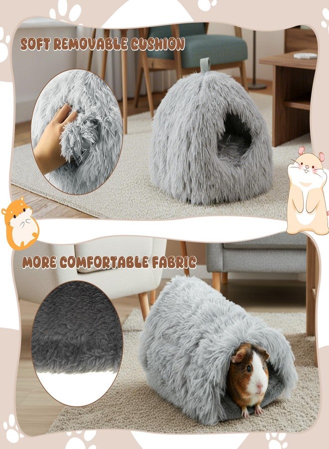BrightRow 2 Pack Guinea Pig Hideout Bed with Tunnel, Large Soft Plush Cozy House, Washable Hideaway for Guinea Pigs and Small Animals(Style 1) - Image 3