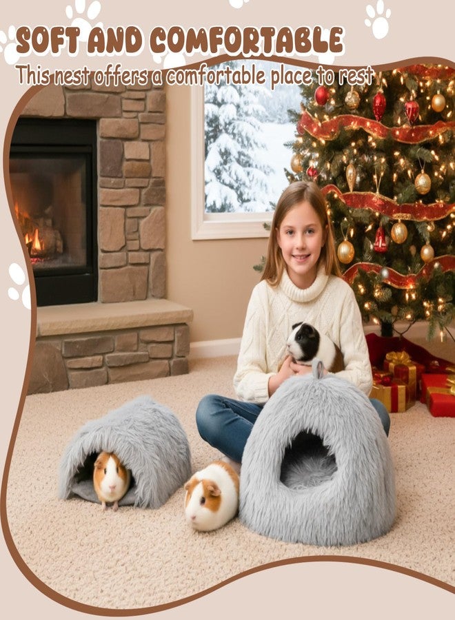 BrightRow 2 Pack Guinea Pig Hideout Bed with Tunnel, Large Soft Plush Cozy House, Washable Hideaway for Guinea Pigs and Small Animals(Style 1) - Image 5