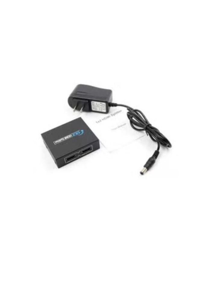 مقسم HDMI بدقة كاملة الوضوح 1080 بكسل مزود بمفتاح تبديل 1×2 مقسم 1 في 2 متوافق مع أجهزة التلفزيون عالية الوضوح وDVD وبلايستيشن 3 وبلايستيشن 4 أسود