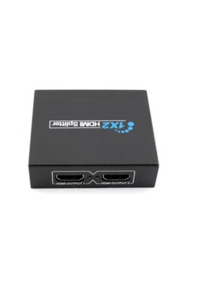 مقسم HDMI بدقة كاملة الوضوح 1080 بكسل مزود بمفتاح تبديل 1×2 مقسم 1 في 2 متوافق مع أجهزة التلفزيون عالية الوضوح وDVD وبلايستيشن 3 وبلايستيشن 4 أسود